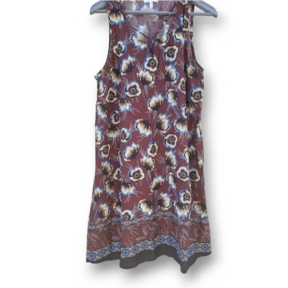 Maurices Women’s Burgundy Floral Sleeveless Rayon Dress – Size Small - Picture 2 of 8